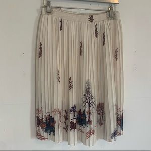 🐴 Vintage Printed Pleated Knee-Length Skirt 🐴